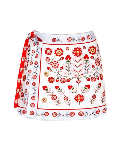 Jessie Zhao New York Red Swim Cover Up Skirt- Garden
