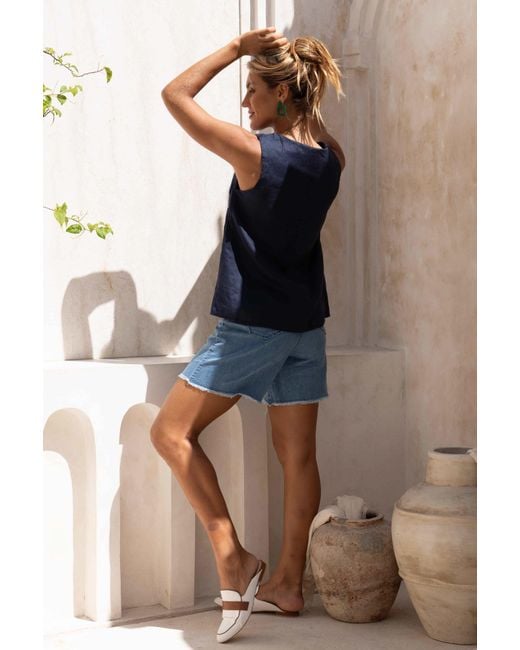 Adrift Clothing Blue Ember Linen Cami
