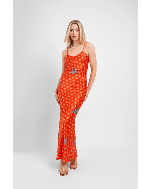 Jessica Russell Flint Red Maxi Slip Dress
