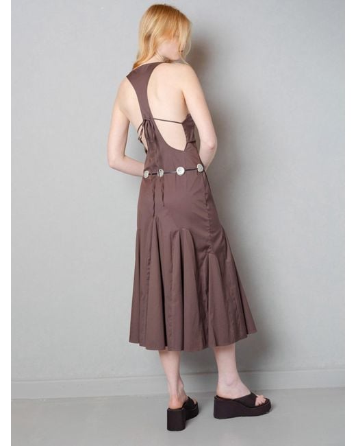 Anemoia Brown Aurelia Poplin Midi Dress