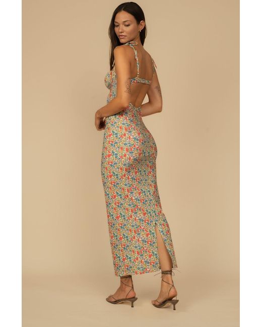 Montce White Florencia Floral Petal Long Slip Dress