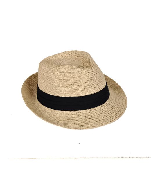DAVID WEJ Black Neutrals Hugo Trilby Straw Hat for men