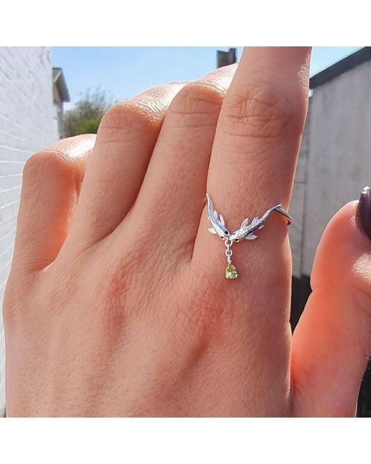 NASI SILVER Metallic Two Wishes Wishbone Ring- Peridot