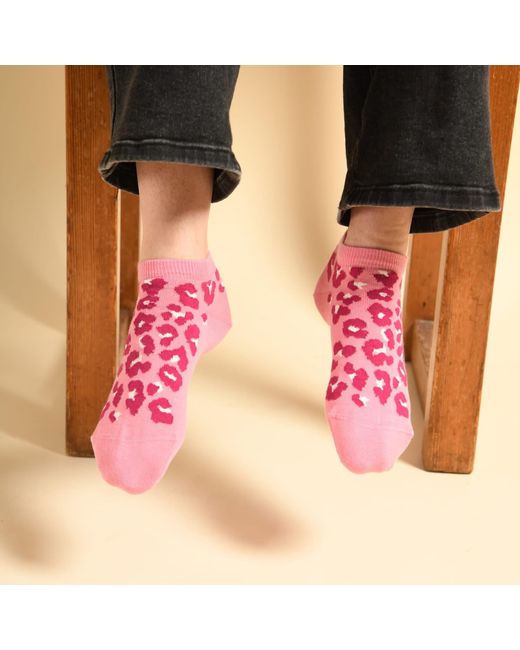 Peper Harow - Made in England Pink Leopard Trainer Socks – Bundle