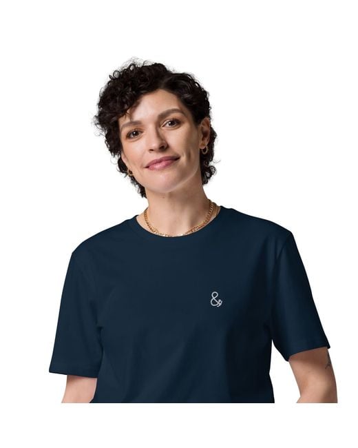 Anchor and Crew Blue Ampersand Signature Organic Cotton Embroidered T-Shirt