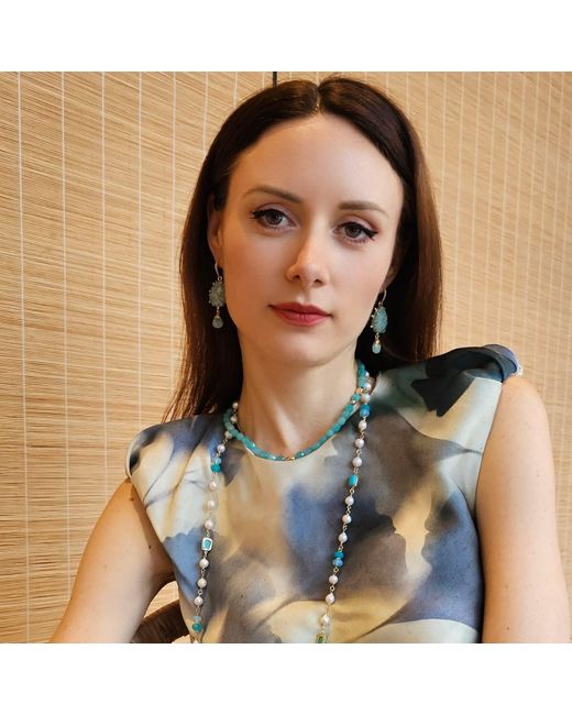 Farra Green Teardrop Amazonite Dangle Earrings