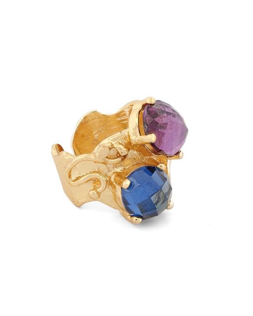 Ebru Jewelry Blue Mystic Duo Amethyst & Sapphire Statement Ring