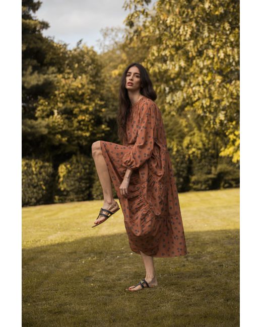 Em & Shi Brown Cinnamon Daisy Tiered Dress