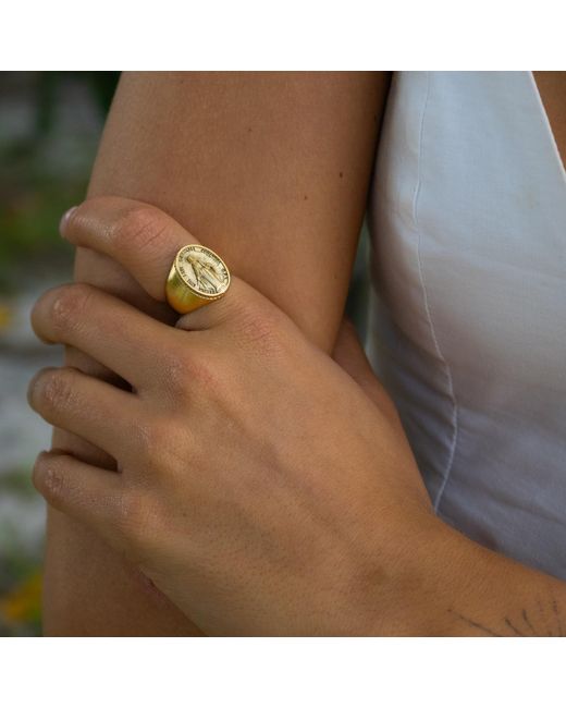 Ebru Jewelry Metallic Divine Protection Virgin Mary Vermeil Ring