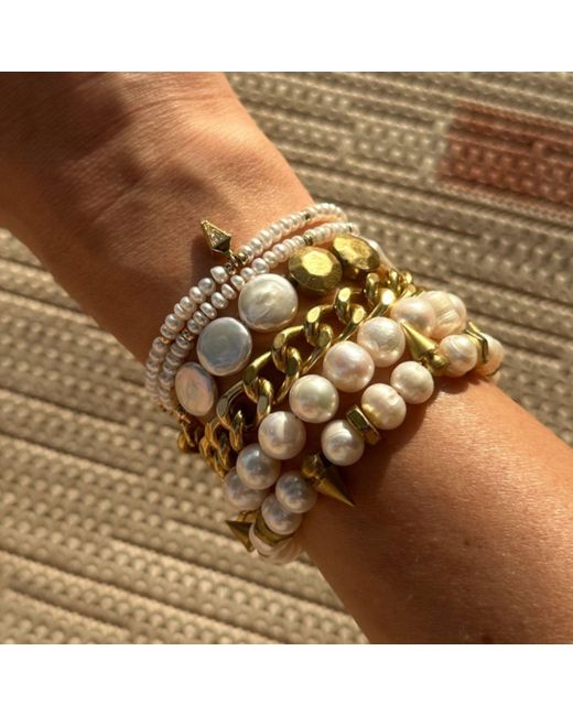 Rachel Nathan Metallic Remix: Pearl & Sand Dollar Coin Bracelet