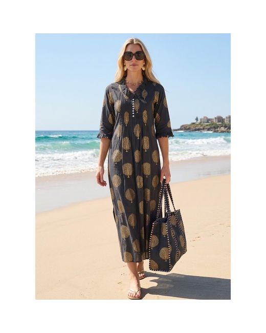 At Last Black Cotton Annabel Maxi Dress