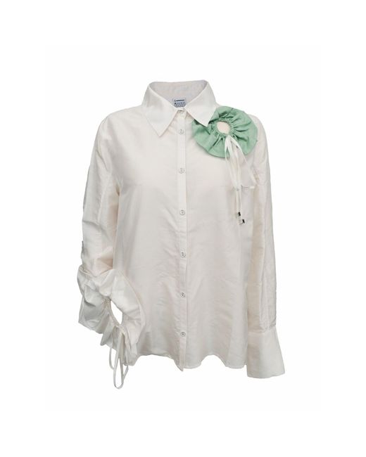 Shinaraa Gray Floral Appliqué Button-Down Shirt