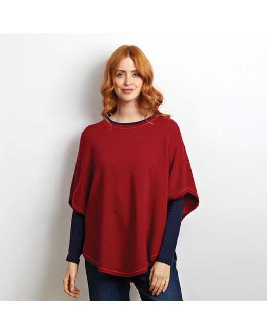 Cove Red Flora Cotton Cashmere Reversible Poncho & Spice