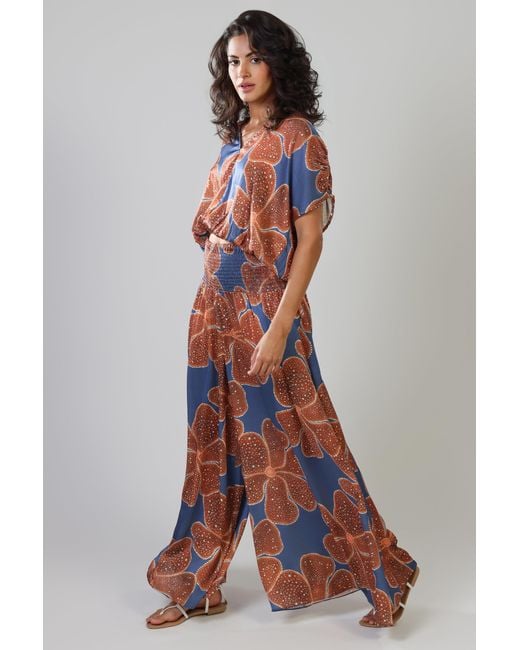 Traffic People Orange Full Bloom And Floral Aurora Wide Leg Trousers