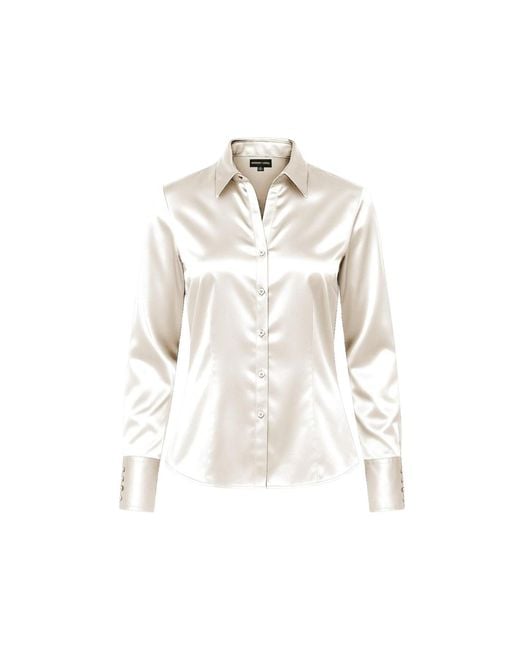 Madison / Savile White Ivory Haven Fitted Satin Shirt