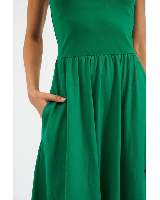 Louche Green Soumia Jersey Bodice And Recycled Cotton Skirt Midaxi Dress