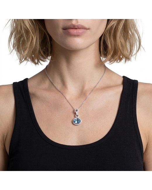 Modenaire Metallic Sapphire Crystal Snake Orb Pendant Necklace