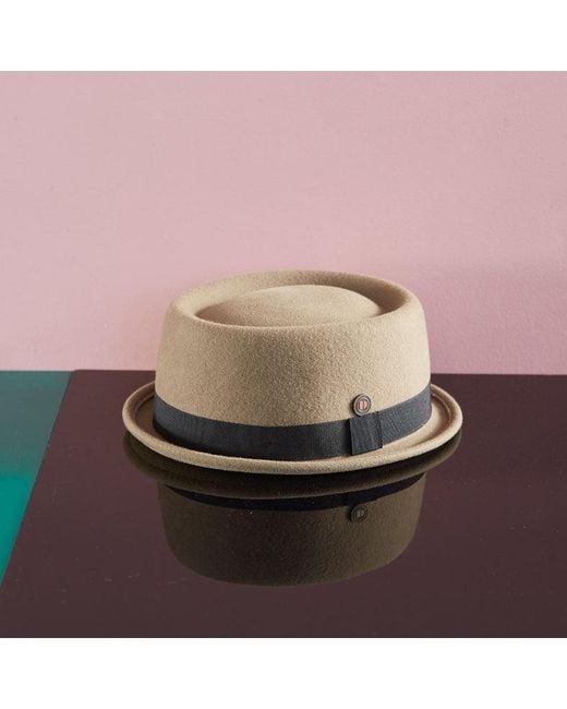 Dasmarca Hats Brown Neutrals Jack Khaki Felt Skimpy Brim Short Brim Rude Boy Mod Style Porkpie Hat for men