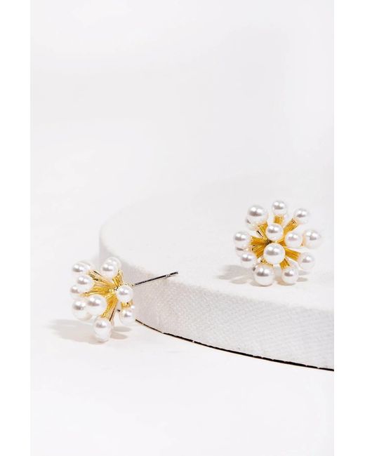 Saachi White Firework Pearl Earring