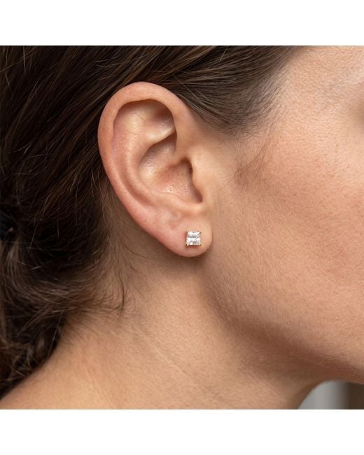 Zahav Jewelry Metallic 10K Solid 5Mm Princess Cut Cz Stud Earrings