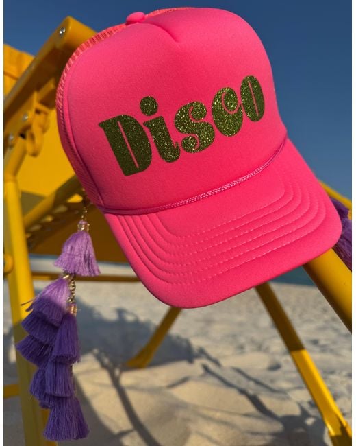 Julia Clancey Pink Hot Tasseltastic Disco Trucker Cap