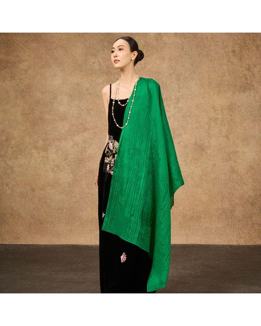 Silk and Bears Green Emerald Silk Scarf – Hand-Dyed Mulberry Silk Shawl, Wedding & Evening Wrap