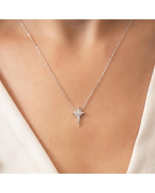 Spero London Metallic Northern Star Polaris Starburst Sterling Necklace & Stud Earring Set