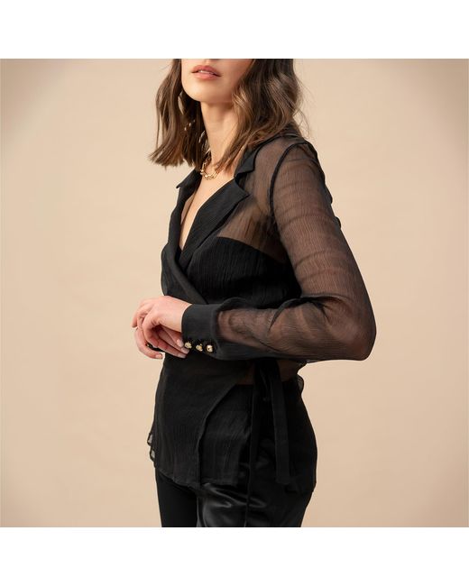 Anse Victorin Black Eva Silk Chiffon Blouse