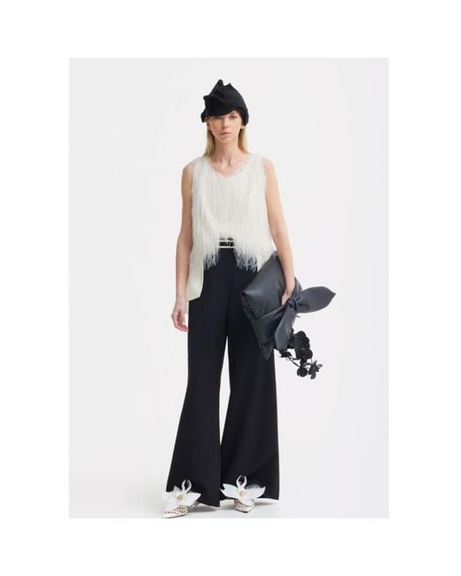 Julia Allert Black Neutrals Statement Waist Wide-Leg Trousers –