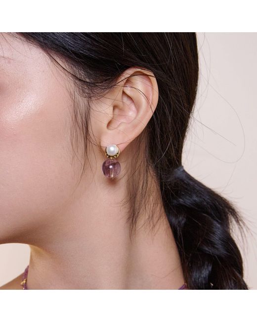 Aurozia Blue Starry Moon Lunar Phase Vermeil Aquamarine Pearl & Moon Crystal Stud Earrings