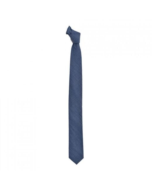 DAVID WEJ Blue Plain Cotton Tie – Chambray for men