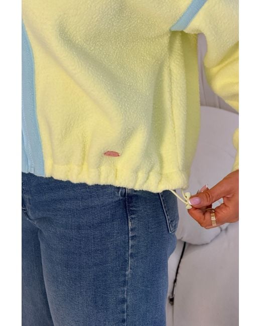 Girl In Mind Yellow Lulu Contrast Binding Full Zip Fleece Lime
