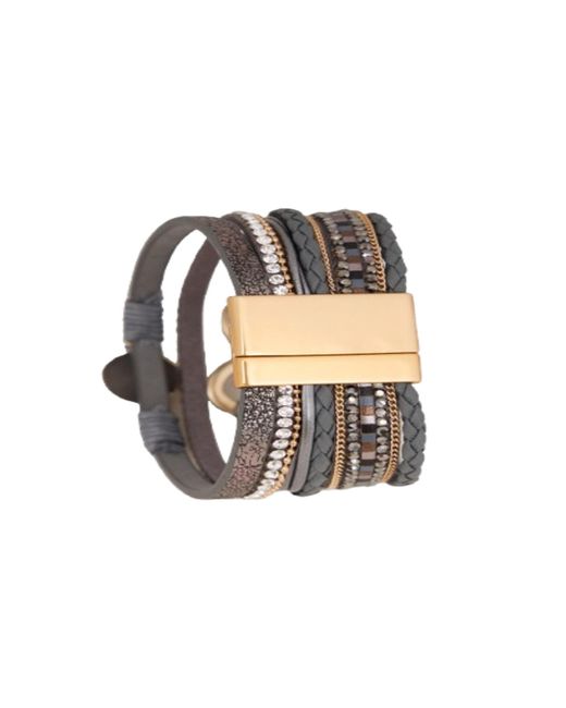 Saachi Black Golden Heart Druzy Bracelet for men