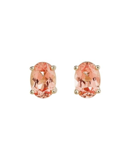 Juvetti Pink Ovo Oval Padparadscha Sapphire Stud Earrings