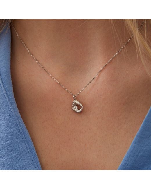 Spero London Metallic Dripping Molten Natural Textured Sterling Authentic Pendant Necklace