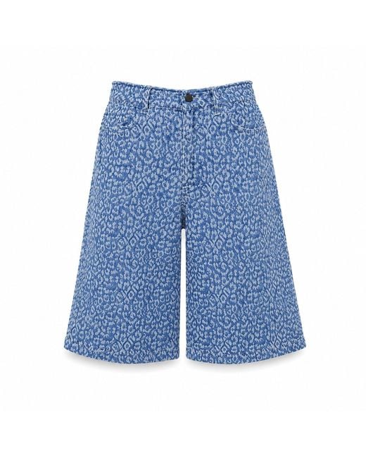 mysimplicated Blue Leopard Denim Bermuda Shorts W