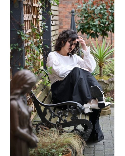 Frock Tales Gray Maranta Top With Lace Cuffs
