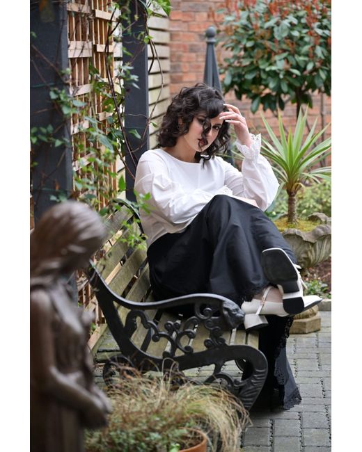 Frock Tales Gray Maranta Top With Lace Cuffs