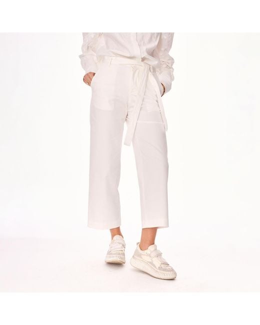 Mandragora White Neutrals Remo– Ecru Straight-Leg Cotton Cropped Trousers