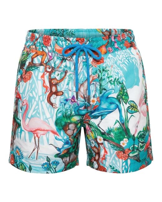 Maison Tangerine Blue Monkey Business Swim Shorts for men