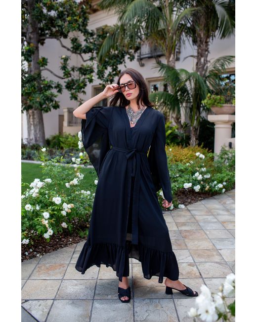 Jennafer Grace Black Janys Scarf Sleeve Kimono