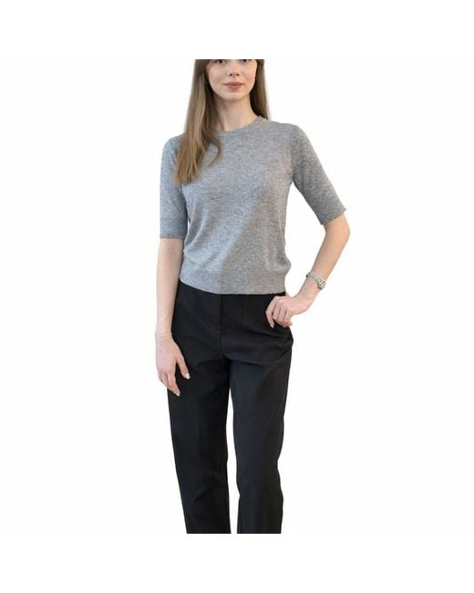 Nuvv Collection Gray Short Sleeve Wool & Cashmere Blend Sweater – Premium Italian Yarn