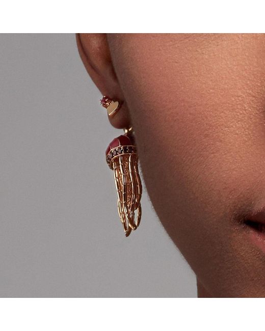 Onia Yellow Square Ruby Heart Studs