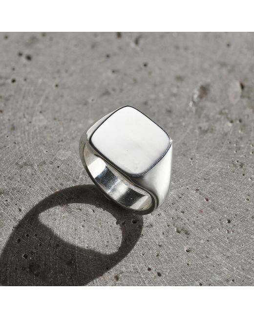 Posh Totty Designs Gray Sterling Silver Mens Square Signet Ring for men