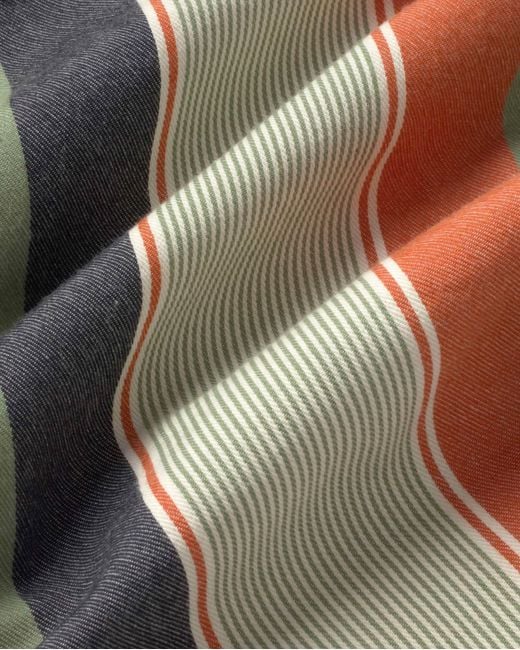Thinking Mu White Raida Striped Printed Top