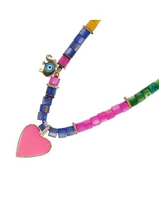 Ebru Jewelry Metallic Colors Of Life Pink Love Beaded Necklace