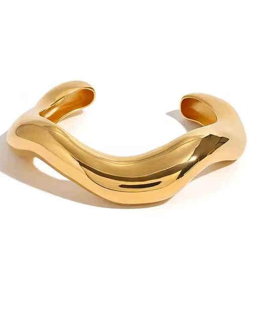 Olivia Le Metallic Devlin Retro Wave Cuff Bracelet
