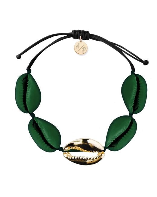 Adriana Pappas Designs Green Sleek Shells Bracelet Matte