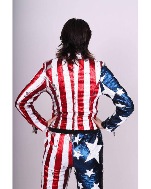 Any Old Iron Red Reversible Sequin Stars & Stripes Joggers