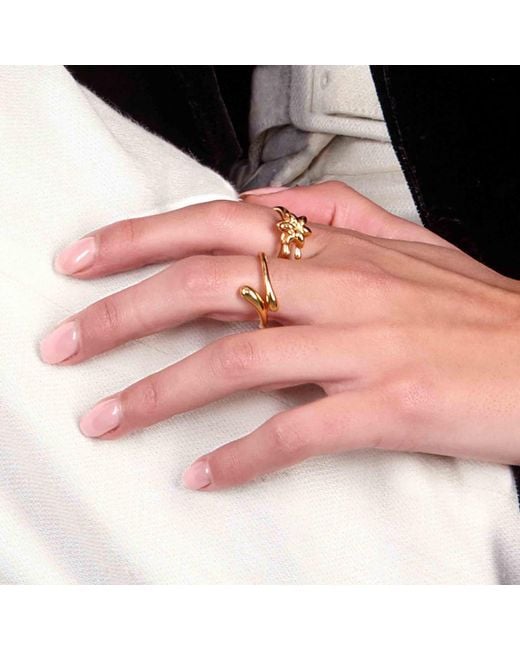 Lucy Quartermaine Metallic Open Drop Ring